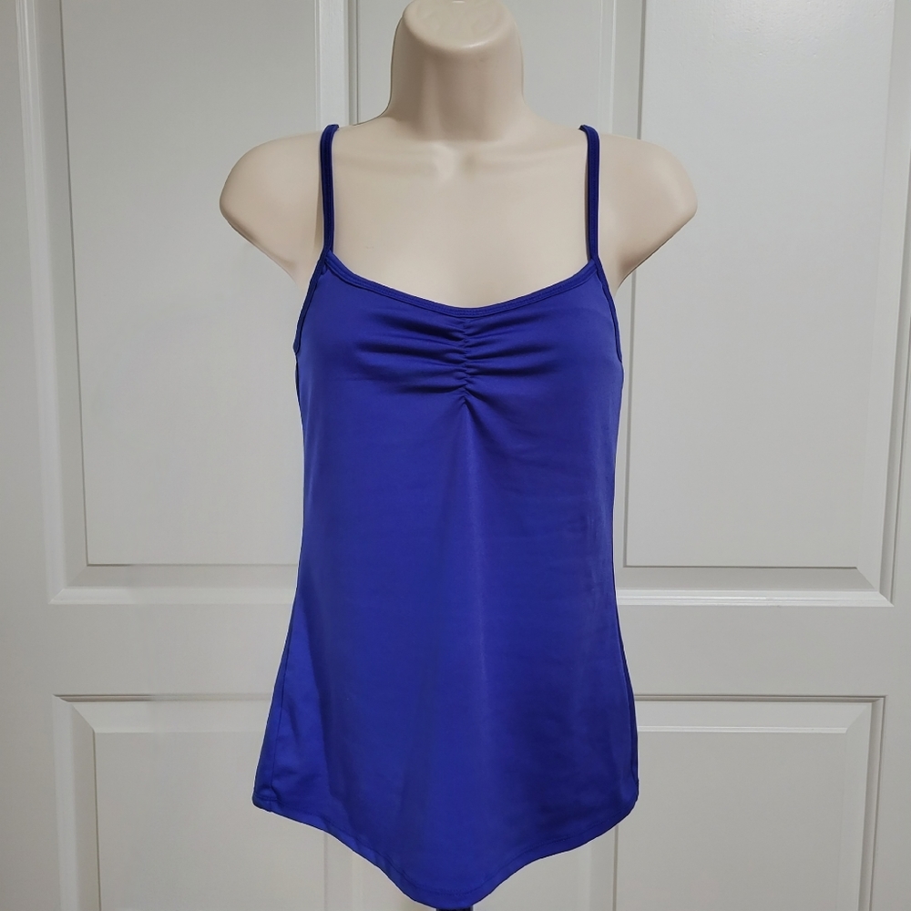 ✨️3/$9✨️ New York & Company Solid Blue Tank Top with Built-in Bra